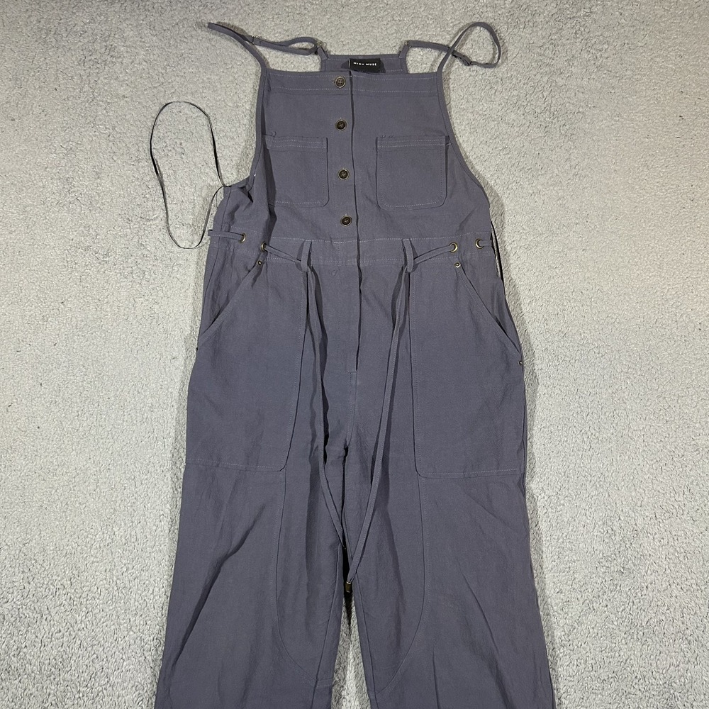 Miou Muse Dolly Wide-Leg Gray Jumpsuit Overalls Women's Small #3903